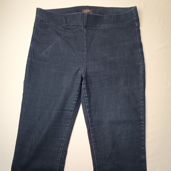 NYDJ Pull-On Jeans Size 12 High Rise Straight Leg Dark Wash - Picture 2 of 9